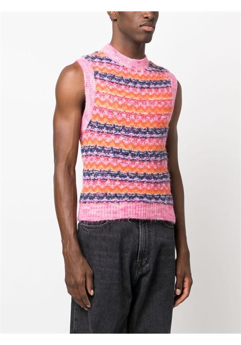 Multicolored zigzag pattern-embroidered knitted gilet - unisex ANDERSSON BELL | ATB1016UPNK