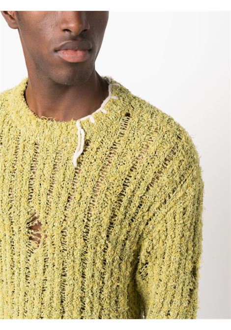 Green distressed-effect ribbed-knit jumper - men  ANDERSSON BELL | ATB1017MGRN