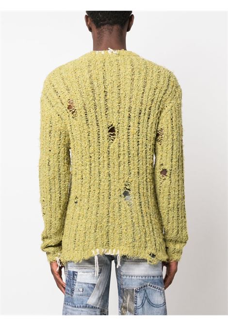 Green distressed-effect ribbed-knit jumper - men  ANDERSSON BELL | ATB1017MGRN