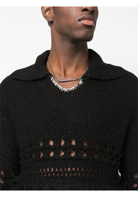Black crochet-knit fringed jumper - men ANDERSSON BELL | ATB1022UBLK