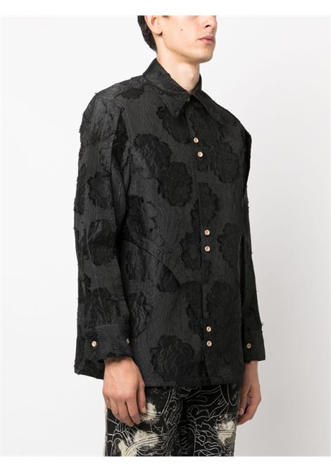Black floral-embroidered long-sleeve shirt - men ANDERSSON BELL | ATB1026MBLK