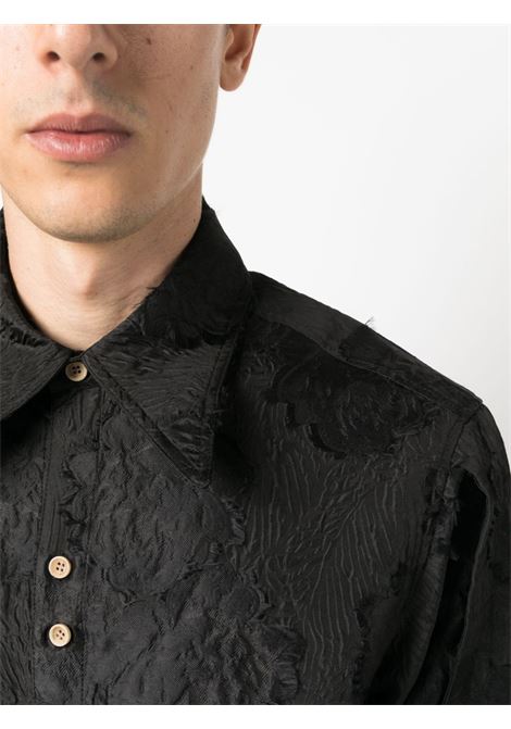 Black floral-embroidered long-sleeve shirt - men ANDERSSON BELL | ATB1026MBLK