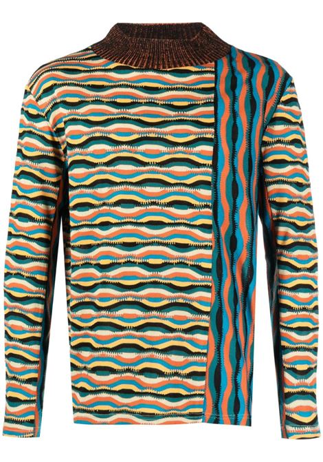 Maglione fantasia zigzag in multicolore - uomo