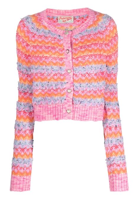 Cardigan crop a righe in rosa - donna ANDERSSON BELL | ATB986WPNK