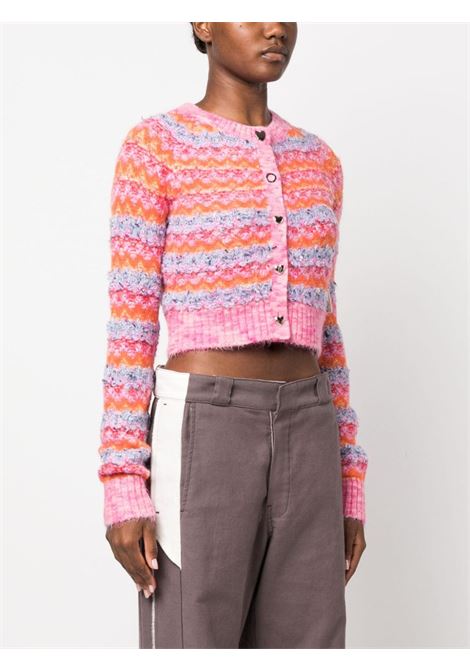 Cardigan crop a righe in rosa - donna ANDERSSON BELL | ATB986WPNK