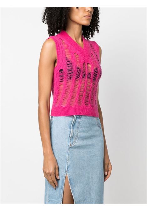 Pink open-knit V-neck vest - women ANDERSSON BELL | ATB989WPNK
