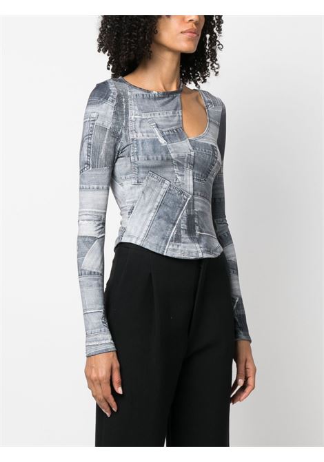 Grey patchwork-design cut-out top - women ANDERSSON BELL | ATB993WBLK
