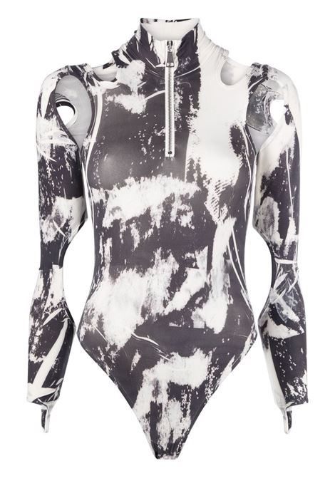 Black and white cut-out graphic-print bodysuit - women ANDREADAMO | ADPF23BO029481777