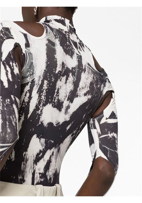 Black and white cut-out graphic-print bodysuit - women ANDREADAMO | ADPF23BO029481777