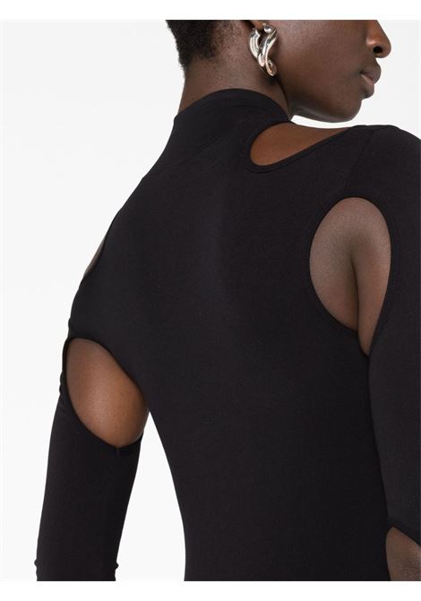 Black sculpted jersey cut-out bodysuit - women ANDREADAMO | ADPF23BO049480473