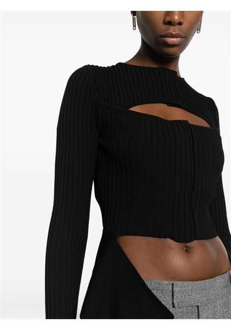 Black asymmetric cropped jumper - women ANDREADAMO | ADPF23CA027700473