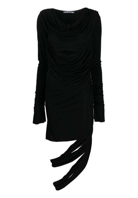 Black asymmetric draped cut-out dress - women ANDREADAMO | ADPF23DR023150473