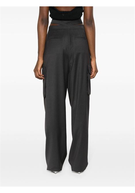 Grey pleated cut-out cargo trousers - women ANDREADAMO | ADPF23PA023431785