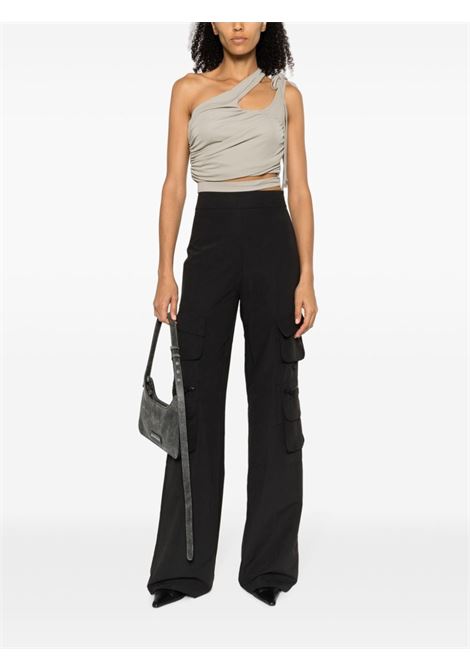 Grey cut-out draped cropped top - women ANDREADAMO | ADPF23TO013151775