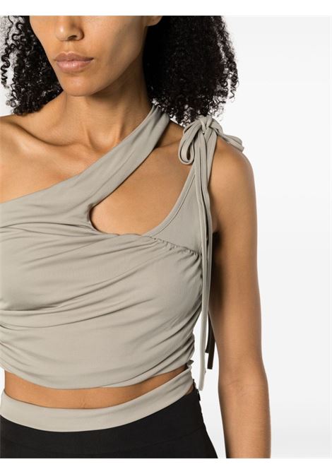 Grey cut-out draped cropped top - women ANDREADAMO | ADPF23TO013151775