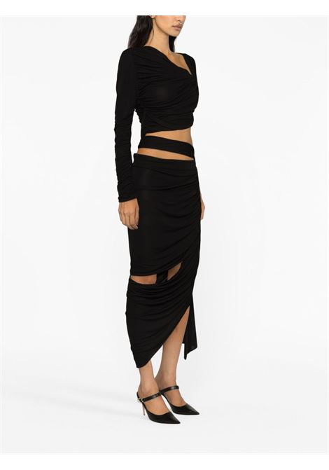 Black draped asymmetric top - women ANDREADAMO | ADPF23TO023150473