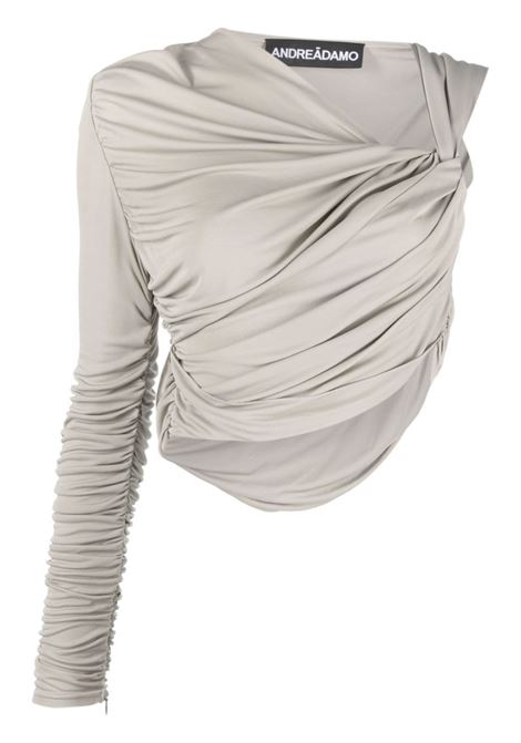 Grey asymmetric draped top - women ANDREADAMO | ADPF23TO023151775