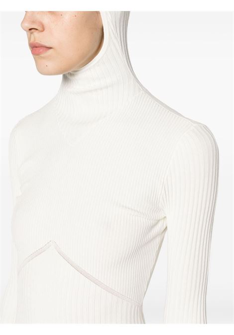 White ribbed hooded top - women ANDREADAMO | ADPF23TO157700060