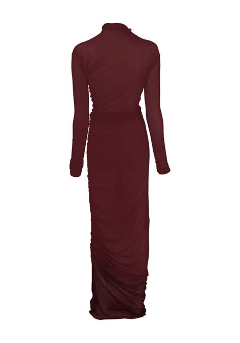 Burgundy amor long draped dress - women ANN DEMEULEMEESTER | 2302WJDR24FA359037