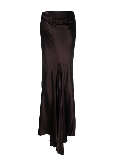 Aubergine draped satin maxi skirt - women  ANN DEMEULEMEESTER | 2302WSK15FA369038