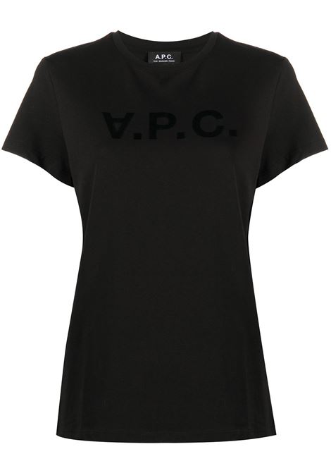 Black logo-print short sleeve t-shirt - women A.P.C. | COBQXF26944LZZ
