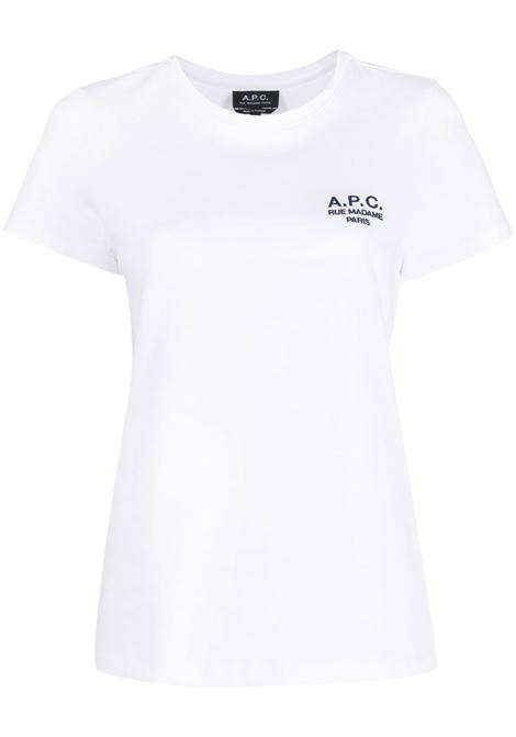 White embroidered-logo detail T-shirt - women A.P.C. | COEZCF26842AAB