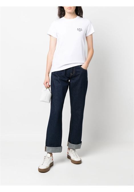 White embroidered-logo detail T-shirt - women A.P.C. | COEZCF26842AAB