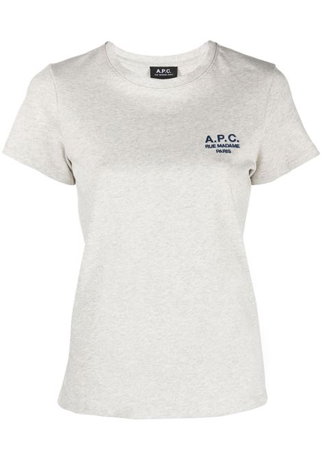 White embroidered logo T-shirt - women A.P.C. | COEZCF26842PAA