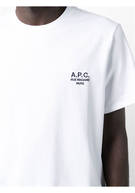 White logo-print T-shirt - men A.P.C. | COEZCH26840AAB