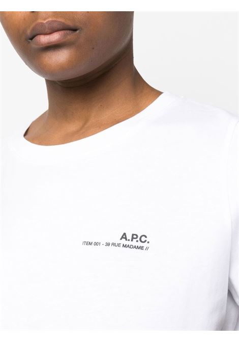 White logo-print crew neck T-shirt - women A.P.C. | COFBTF26012AAB