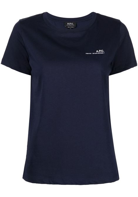 T-shirt girocollo con logo in blu - donna A.P.C. | COFBTF26012IAK
