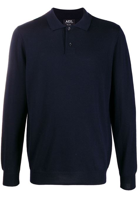 Blue polo neck knitted jumper - men  A.P.C. | WVAWMH23593IAK