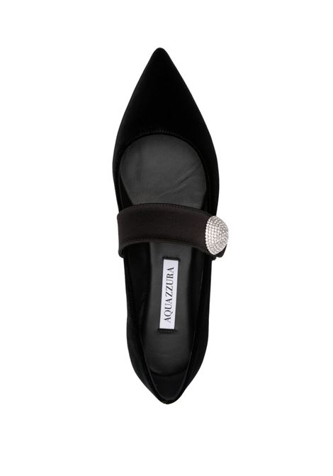 Black Crystal Macaron ballerina shoes - women AQUAZZURA | CMRFLAB0VSA000