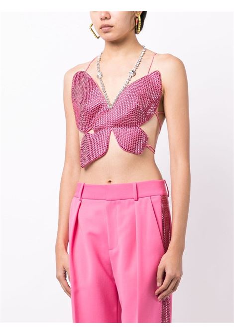 Pink crystal-embellished butterfly top - women AREA | 2303T15171CRMNRS