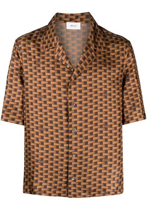 Camicia con stampa grafica in marrone - uomo BALLY | MSH017SE085I824