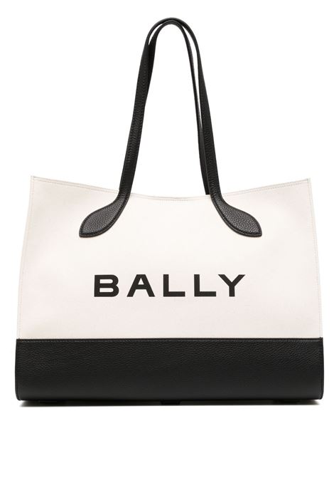 Beige and black Bar logo-print shoulder bag - women  BALLY | WAE02XCV034I182O