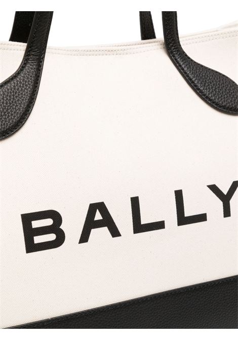 Beige and black Bar logo-print shoulder bag - women  BALLY | WAE02XCV034I182O