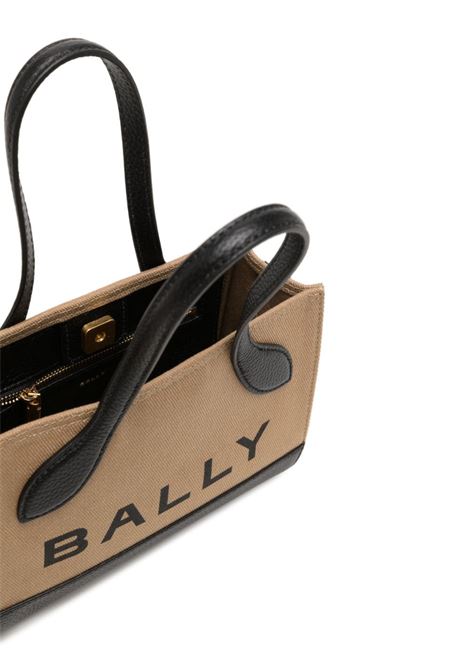 Beige and black bar tote bag - women  BALLY | WAM02GCV034I113O