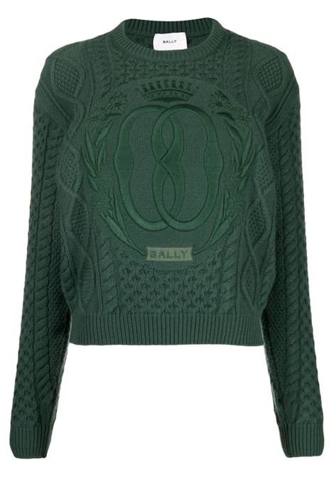 Green intarsia-knit logo jumper - women BALLY | WKN03TWO039U648