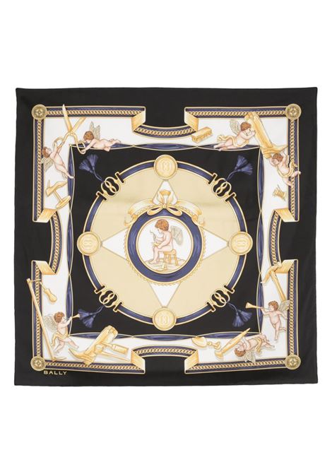 Black Emblem cherub-print scarf - women BALLY | WSC02DSE109U901
