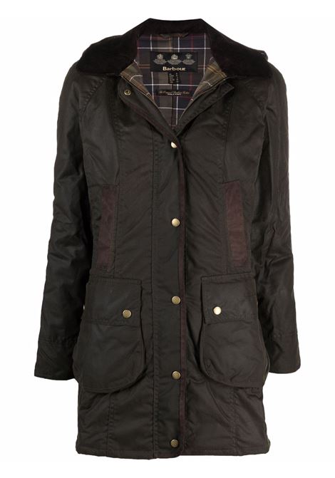 Brown wax-coated buttoned-up coat - women BARBOUR | LWX0534OL71