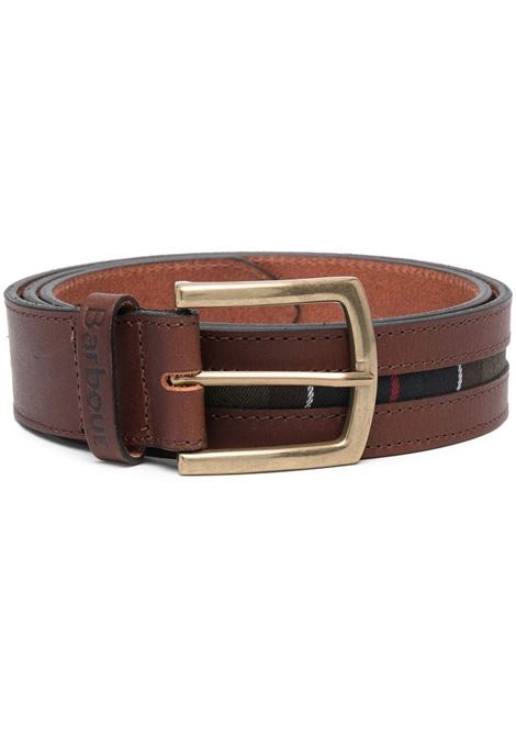 Brown tartan-piped leather belt - men BARBOUR | MAC0423BR51