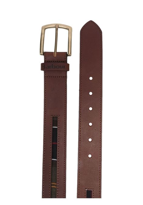 Brown tartan-piped leather belt - men BARBOUR | MAC0423BR51