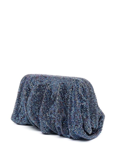 Blue rhinestone-embellished draped clutch bag - women BENEDETTA BRUZZICHES | FW23010024