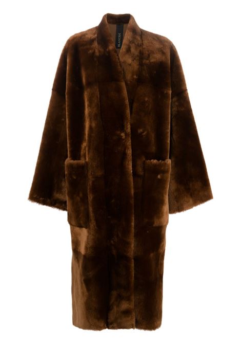 Brown single-breasted sheepskin coat - women BLANCHA | 23017300CB