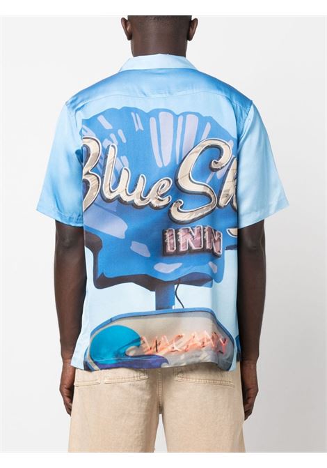Blue logo-embroidered graphic-print shirt - men BLUE SKY INN | BS2303SH041SHLLSH