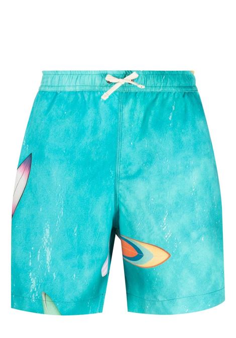 Blue graphic-print drawstring swim shorts - men BLUE SKY INN | BS2303SW023SRFRSSR
