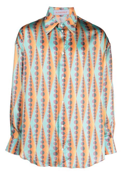 Camicia con colletto a punta in blu e arancione - uomo BLUEMARBLE | SH24PL29B23ORTUPT