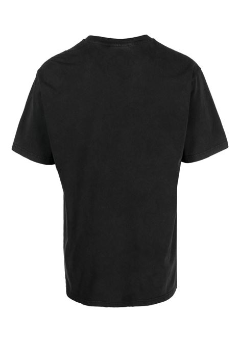 Black text-print cotton T-shirt - men BLUEMARBLE | TS35AJE01B23BLK