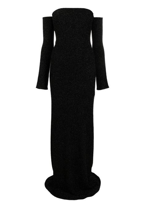 Black jerlure off-shoulder gown  - women BLUMARINE | A322A376AN0990